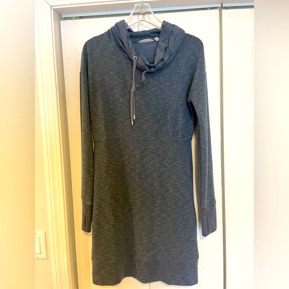Athleta Blue-ish/dark Gray Cowl Neck Dress in Small Tall. EUC